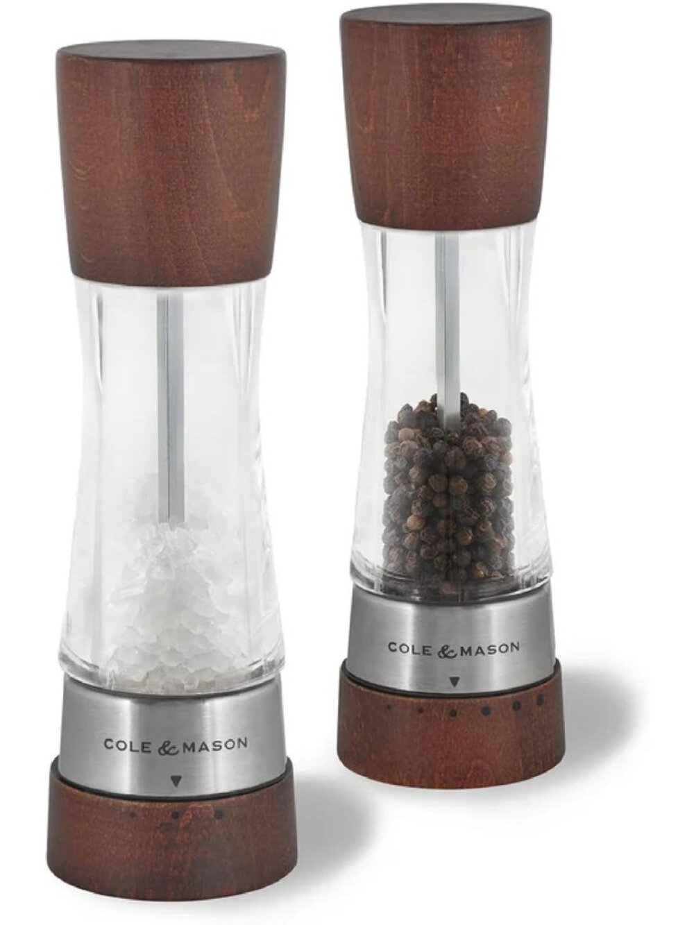 Elegant 7.5" Salt & Pepper Mill Set - Stylish Forest Wood Grinders for Kitchen